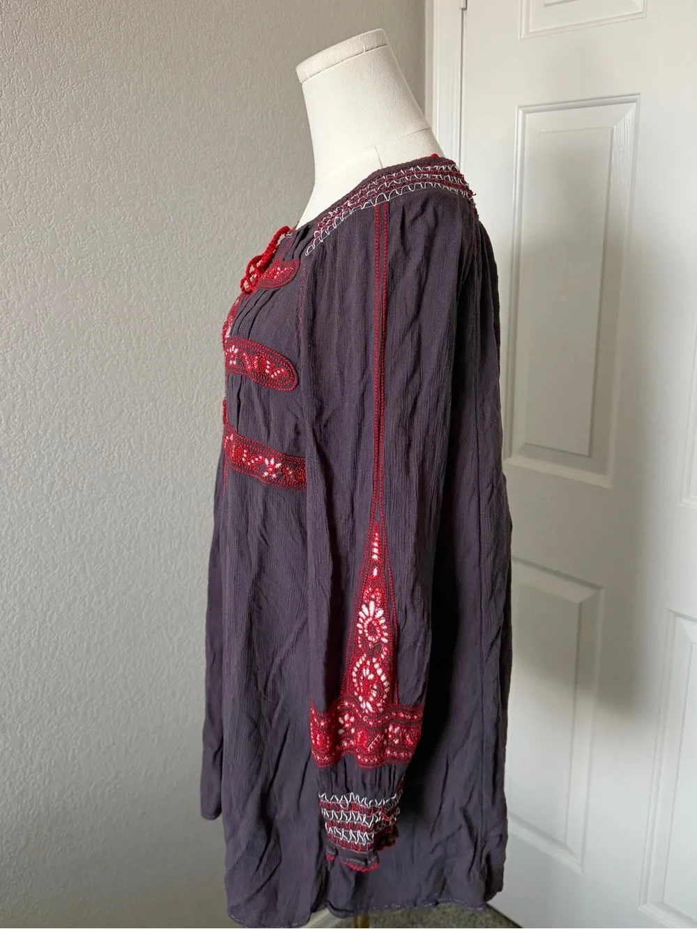 Free People Plum Tunic with White Striped Detail